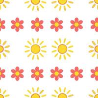 Bright spring sunshine seamless pattern with golden light and vivid flowers for a cheerful vibrant spring design concept as Vivid spring sunshine pattern with golden light and brig Seamless Set vector