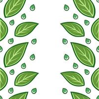 Fresh spring nature seamless pattern with crisp green leaves and dewdrops for a revitalizing spring aesthetic concept as Dew kissed leaves pattern with vibrant green hues and dewdr Seamless Set vector