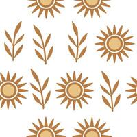 Rustic spring sunshine seamless pattern with warm sunbursts and earthy textures for organic nature inspired designs concept as Earthy spring sunshine pattern with sunbursts and rus Seamless Set vector