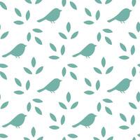 Fresh spring nature seamless pattern with gentle bird silhouettes and subtle leaf details for a tranquil spring mood concept as Tranquil spring nature pattern featuring bird silhou Seamless Set vector