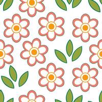 Retro spring floral seamless pattern with bright colors and stylized blooms for vintage inspired designs concept as Retro floral pattern with stylized blooms and vibrant spring col Seamless Set vector