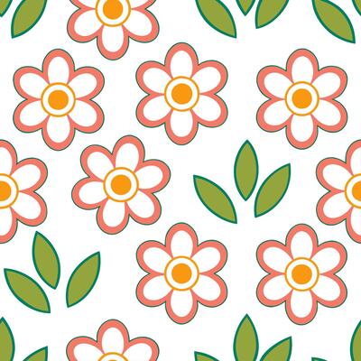 Retro spring floral seamless pattern with bright colors and stylized blooms for vintage inspired designs concept as Retro floral pattern with stylized blooms and vibrant spring col Seamless Set