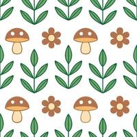Rustic spring nature seamless pattern with wild mushrooms and earthy tones for nature inspired rustic designs concept as Rustic spring nature pattern featuring wild mushrooms and e Seamless Set vector