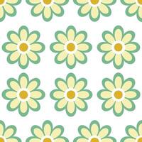 Retro style spring floral seamless pattern with circular elements and bright fresh colors for vibrant spring designs concept as Retro spring floral pattern featuring circular motif Seamless Set vector