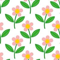 Bright spring nature seamless pattern with large colorful flowers and sunny green leaves for cheerful garden aesthetics concept as Cheerful spring nature pattern with large flowers Seamless Set vector