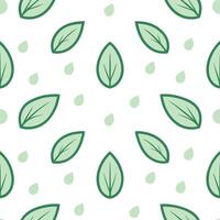 Spring nature seamless pattern with gentle rain droplets on leaves and soft green hues for serene designs concept as Seamless pattern with soft green leaves and gentle rain droplet Seamless Set vector