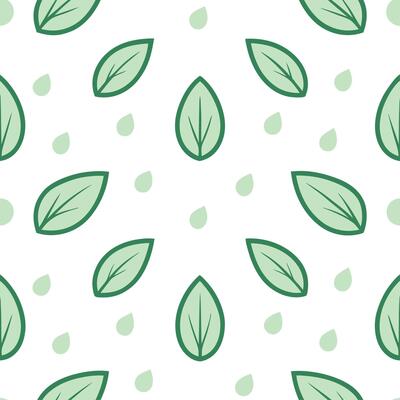 Spring nature seamless pattern with gentle rain droplets on leaves and soft green hues for serene designs concept as Seamless pattern with soft green leaves and gentle rain droplet Seamless Set