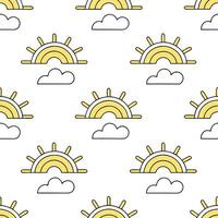 Subtle spring sunshine seamless pattern with soft sun rays and light golden tones for gentle spring designs concept as Subtle spring sunshine pattern with light golden rays and sof Seamless Set vector