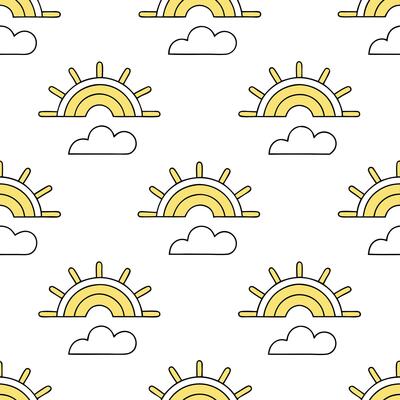 Subtle spring sunshine seamless pattern with soft sun rays and light golden tones for gentle spring designs concept as Subtle spring sunshine pattern with light golden rays and sof Seamless Set