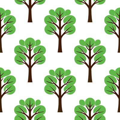 High contrast spring nature seamless pattern with bold tree trunks and vibrant greenery for dynamic spring designs concept as Bold spring nature pattern with strong tree trunks and Seamless Set