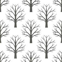 Winter trees seamless pattern with twisted branches and heavy snow for a dramatic cold weather effect concept as Dramatic winter trees pattern with twisted branches and heavy snow Seamless Set vector