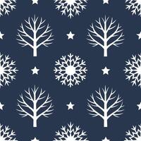 Winter nights seamless pattern with frosty trees soft snowflakes and quiet night skies for a calm reflective atmosphere concept as Calm winter night pattern with frosty trees soft Seamless Set vector