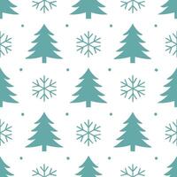 Winter whites seamless pattern with pine trees soft snowflakes and bright stars for a calm winter night sky concept as Calm winter night pattern with pine trees soft snowflakes and Seamless Set vector