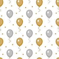 New Year seamless pattern with gold and silver balloons streamers and confetti for a glamorous holiday celebration concept as Glamorous New Year pattern with gold and silver balloo Seamless Set vector