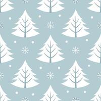 Winter whites seamless pattern with snowflakes frosted trees and soft snow for a serene peaceful winter design concept as Serene winter whites pattern with snowflakes frosted trees Seamless Set vector
