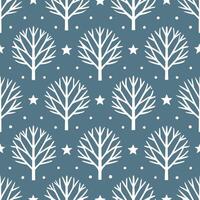 Winter whites seamless pattern with frosty trees light snowfall and glowing stars for a serene winter night effect concept as Serene winter night pattern with frosty trees light sn Seamless Set vector