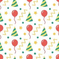 New Year seamless pattern with colorful streamers balloons and party poppers for a festive lively design concept as Lively New Year pattern with colorful streamers balloons and par Seamless Set vector