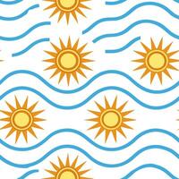Bright summer waves seamless pattern with energetic sunbursts and colorful ocean waves for high energy designs concept as High energy summer wave pattern with sunbursts and colorfu Seamless Set vector