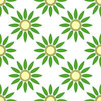 Fresh spring sunshine seamless pattern with crisp sun rays and green floral accents for lively garden designs concept as Fresh spring sunshine pattern with crisp sun rays and green Seamless Set vector