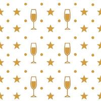 New Year seamless pattern with gold confetti sparkling stars and champagne glasses for an upscale New Year Eve look concept as Upscale New Year pattern with gold confetti sparkling Seamless Set vector