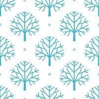 Winter trees seamless pattern with frosty birch trees delicate snowflakes and icy textures for a magical winter scene concept as Magical winter trees pattern with frosty birch tree Seamless Set vector