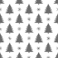 Winter trees seamless pattern with tall pine trees frosted branches and snowflakes for a classic winter look concept as Classic winter trees pattern with tall pine trees frosted br Seamless Set vector