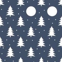 Winter nights seamless pattern with starry skies snow covered trees and soft moonlight for a peaceful tranquil atmosphere concept as Serene winter night pattern with starry skies s Seamless Set vector
