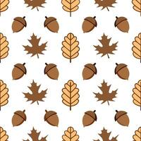 Thanksgiving leaves seamless pattern with falling leaves acorns and pinecones for a rustic woodland inspired look concept as Rustic Thanksgiving pattern with falling leaves acorns Seamless Set vector
