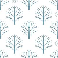 Winter whites seamless pattern with bare trees soft snowflakes and icy visuals for a peaceful winter forest scene concept as Peaceful winter whites pattern with bare trees soft sno Seamless Set vector