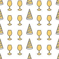 New Year seamless pattern with champagne glasses party hats and golden streamers for an elegant and festive celebration concept as Elegant New Year pattern with champagne glasses p Seamless Set vector