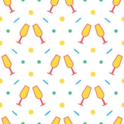 New Year seamless pattern with party poppers champagne glasses and confetti for a bright joyful New Year celebration concept as Bright New Year pattern with party poppers champagne Seamless Set