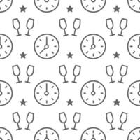 New Year seamless pattern with clock faces champagne flutes and sparkling stars for a sophisticated celebration look concept as Sophisticated New Year pattern with clock faces cham Seamless Set vector