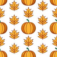 Thanksgiving leaves seamless pattern with pumpkin and leaf motifs for a harvest inspired festive fall design concept as Harvest inspired Thanksgiving pattern with pumpkins and leaf Seamless Set vector