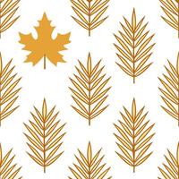 Thanksgiving leaves seamless pattern with pine needles autumn leaves and warm golden hues for a forest inspired fall design concept as Forest inspired Thanksgiving pattern with pin Seamless Set vector