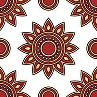 Ethnic graphics seamless pattern with traditional art motifs and rich deep color schemes for a classic cultural aesthetic concept as Traditional art motifs with rich deep colors in Seamless Set vector