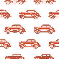 Illustrate a seamless pattern featuring retro illustrations of classic cars and motorcycles in bold outlines. concept as Design a repeating pattern with bold outlines of classic ca Seamless Set 2 vector