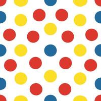 Illustrate a seamless pattern featuring retro polka dots in vibrant primary colors for a playful mid century modern theme. concept as Design a repeating pattern with bold polka dot Seamless Set vector