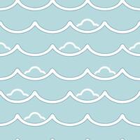 Cool ocean breeze seamless tile pattern with soft waves light clouds and refreshing summer air concept as Soft waves and light clouds combine in this seamless tile pattern evoking Seamless Set vector