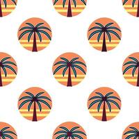 Palm trees against a setting sun seamless tile pattern with vibrant tropical hues concept as Palm trees silhouette against a setting sun with vibrant tropical hues creates a seamle Seamless Set vector