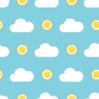 Vibrant spring sky seamless tile pattern with bright sun and light clouds for a refreshing spring day concept as Bright sun and light clouds form a vibrant spring sky creating a se Seamless Set vector