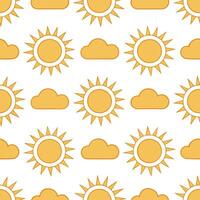 Springtime sun and clouds seamless tile pattern with golden light peeking through the clouds concept as Golden sunlight peeks through fluffy clouds creating a seamless spring patte Seamless Set vector