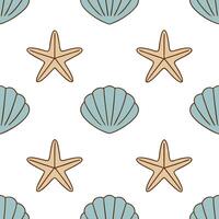 Driftwood and seashells seamless tile pattern with soft beach colors for a coastal inspired decor concept as Driftwood and seashells with soft beach colors create a coastal inspire Seamless Set vector