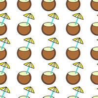 Tropical coconut drink seamless tile pattern with bright straws umbrellas and beach vibes concept as Coconut drinks with bright straws and tiny umbrellas create a seamless tropical Seamless Set vector