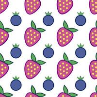 Bright summer fruits seamless tile pattern with colorful strawberries blueberries and raspberries concept as Colorful strawberries blueberries and raspberries create a vibrant and Seamless Set vector