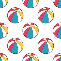 Fun beach balls seamless tile pattern with vibrant colors and playful summer vibes concept as Vibrant colorful beach balls form a fun and playful seamless tile pattern that screams Seamless Set vector