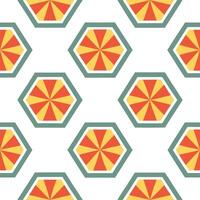 Geometric retro polygon seamless tiles split complementary colors on white background suitable for balanced designs concept as Designing geometric seamless tile with retro polygons Seamless Set vector