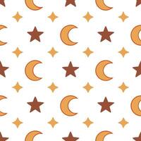 Autumn harvest moons and stars seamless tile pattern with warm rustic tones concept as Warm rustic toned harvest moons and stars create a cozy autumn harvest moons and stars seamle Seamless Set vector
