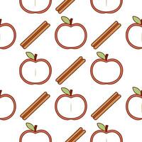 Sweet apple and cinnamon seamless tile pattern with autumn spices and fruits concept as Apples and cinnamon sticks create a sweet apple and cinnamon seamless tile pattern perfect f Seamless Set vector