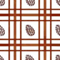 Cozy autumn plaid and pinecones seamless tile pattern with warm colors and rustic textures concept as Autumn plaid combined with pinecones creates a cozy seamless tile pattern with Seamless Set vector