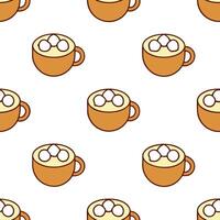 Hot cocoa and marshmallows seamless tile pattern with warm inviting colors concept as Hot cocoa topped with marshmallows creates a seamless tile pattern with warm inviting autumn c Seamless Set vector